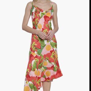 DONNA MORGAN FOR MAGGY Tropical Asymmetric Midi Dress NWT Size 6